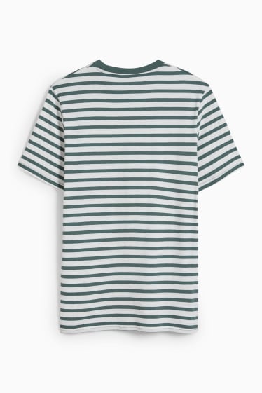 Hommes - T-shirt - à rayures - vert foncé / blanc crème