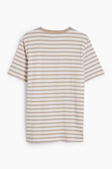 Uomo - T-shirt - a righe - bianco / beige