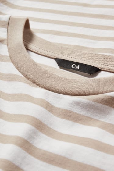 Uomo - T-shirt - a righe - bianco / beige