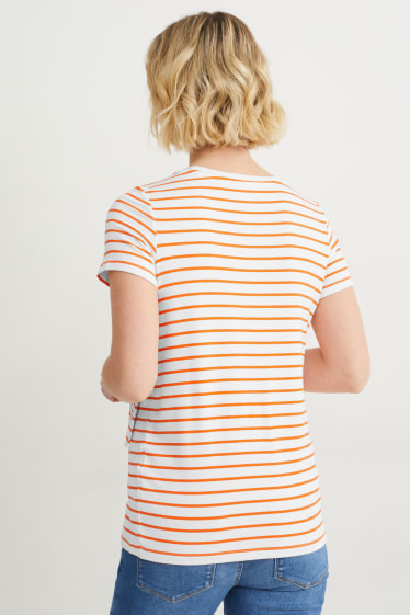 Women - Nursing T-shirt - striped - white / orange