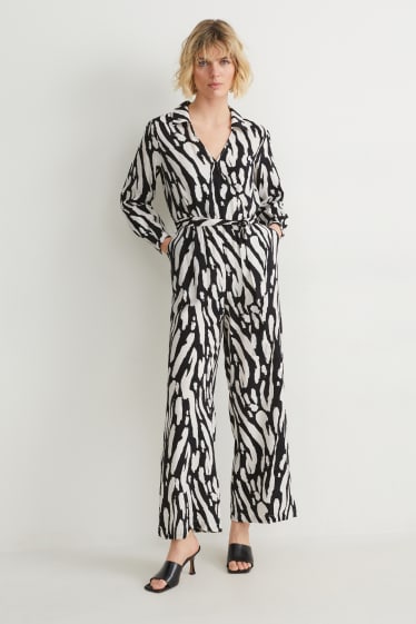 Dames - Jumpsuit - met patroon - zwart / wit