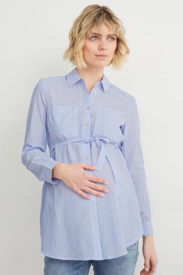Donna - Blusa per allattamento - a righe - bianco / azzurro