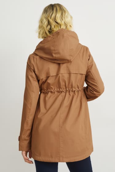 Femmes - Parka de grossesse à capuche avec empiècement porte-bébé - marron