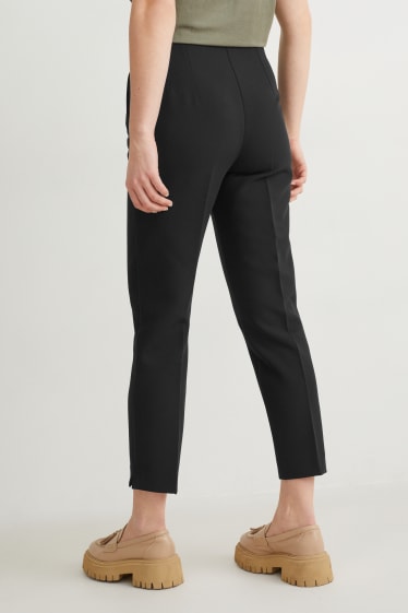 Femmes - Pantalon en toile - high waist - regular fit - noir
