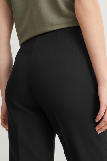 Femmes - Pantalon en toile - high waist - regular fit - noir