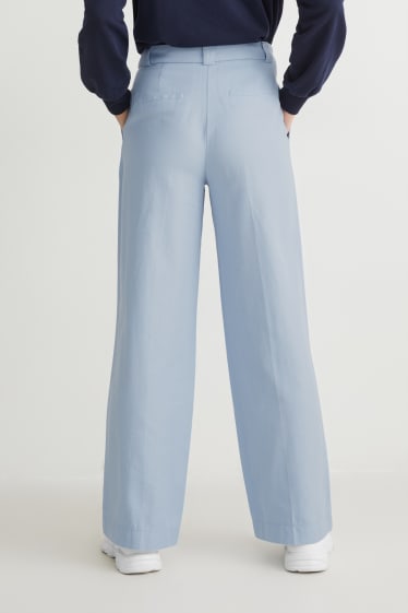 Femmes - Pantalon de toile - high waist - wide leg - bleu clair