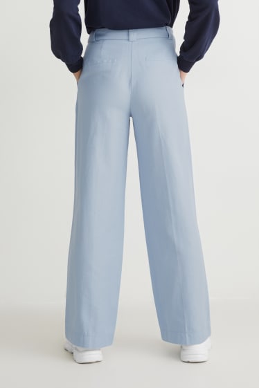 Donna - Pantaloni - vita alta - gamba larga - azzurro