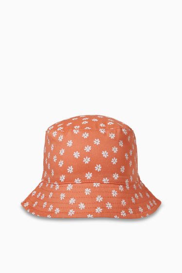 Children - Hat - floral - orange