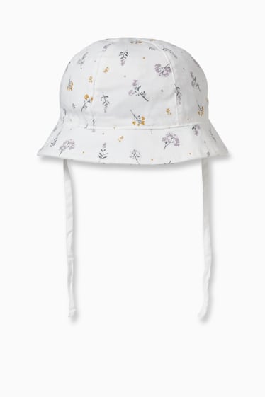 Neonati - Cappello neonate - a fiori - bianco crema