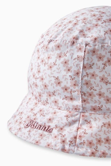 Niemowlęta - Myszka Minnie - kapelusz niemowlęcy - w kwiatki - jasnoróżowy