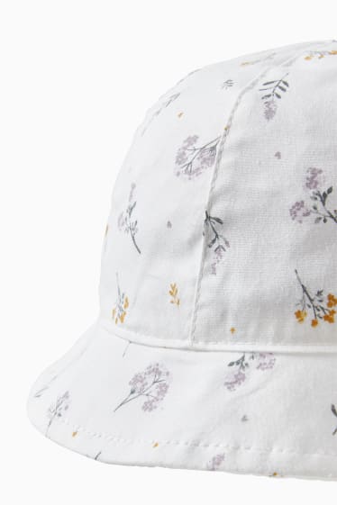 Neonati - Cappello neonate - a fiori - bianco crema