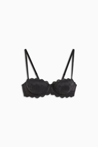 Femmes - Soutien-gorge avec armatures - BALCONETTE - ampliforme - LYCRA® - noir