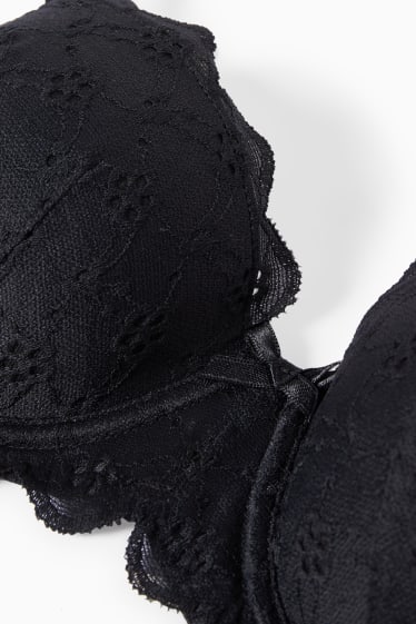 Donna - Reggiseno con ferretti - BALCONETTE - imbottito - LYCRA® - nero