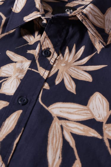 Men - Shirt - regular fit - kent collar - dark blue