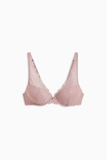 Women - Underwire bra - DEMI - padded - dark rose