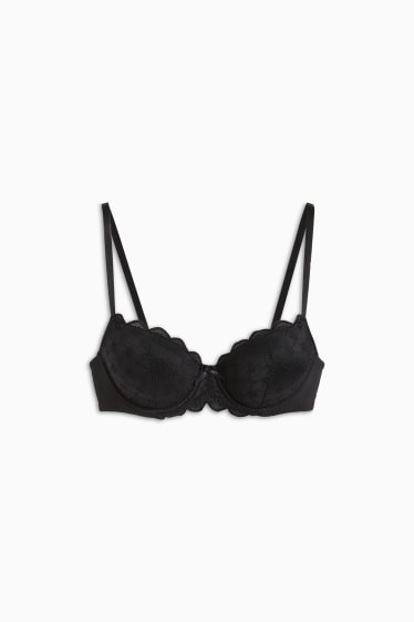 Donna - Reggiseno con ferretti - FULL COVERAGE - imbottito - LYCRA® - nero