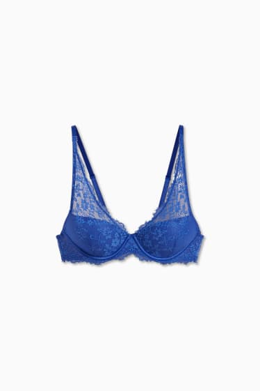 Dames - BH met beugels - demi - voorgevormd - blauw