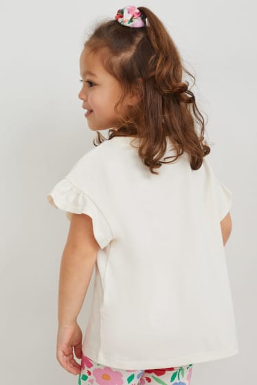 Copii - Fete - Unicorn - set - tricou cu mânecă scurtă și elastic de păr - 2 piese - alb-crem