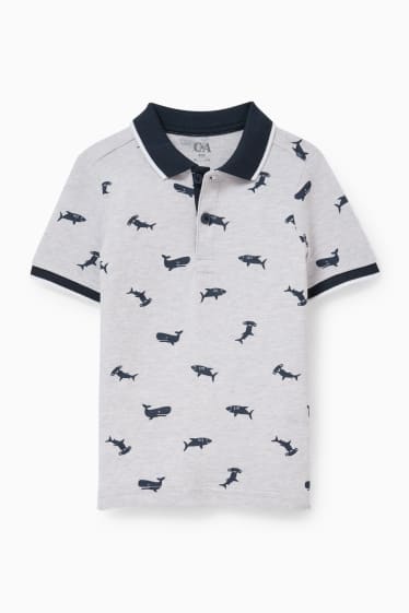 Kinder Buben - Poloshirt - gemustert - hellgrau-melange