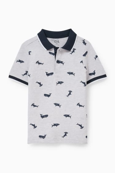 Children - Polo shirt - patterned - light gray-melange