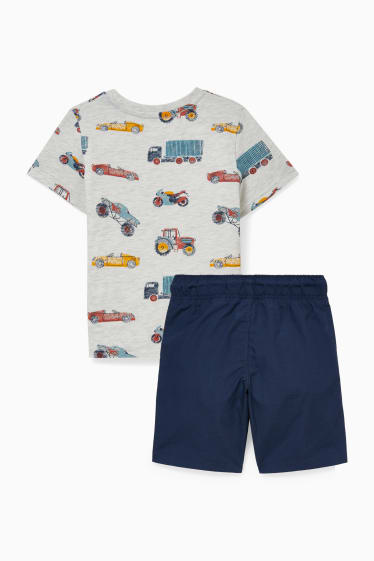 Dzieci - Zestaw - koszulka z krótkim rękawem i szorty - 2 części - ciemnoniebieski