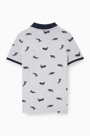 Kinder Buben - Poloshirt - gemustert - hellgrau-melange