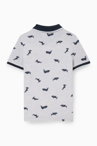 Children - Polo shirt - patterned - light gray-melange