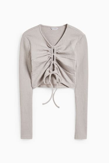 Dona - CLOCKHOUSE - samarreta crop de màniga llarga - gris