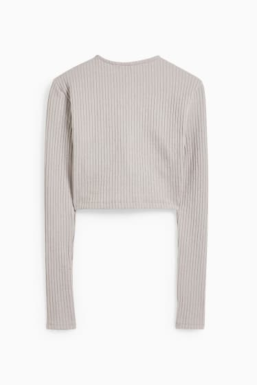 Damen - Crop Langarmshirt - grau