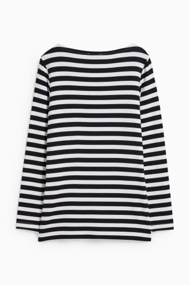Donna - Maglia a maniche lunghe per allattamento - a righe - blu scuro / bianco