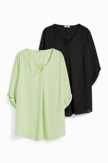 Dames - Set van 2 - blouse - lichtgroen