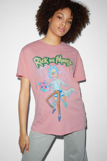 Femmes - CLOCKHOUSE - T-shirt - Rick et Morty - corail