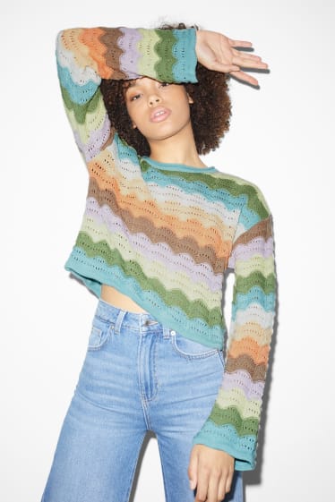 Damen - CLOCKHOUSE - Crop Pullover - gestreift - bunt