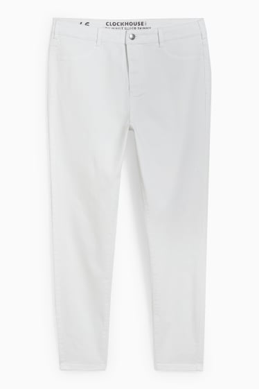Nastolatki - CLOCKHOUSE - spodnie - wysoki stan - super skinny fit - biały