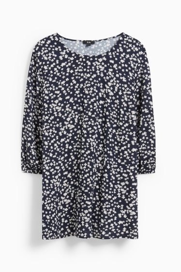 Women - Blouse - floral - dark blue