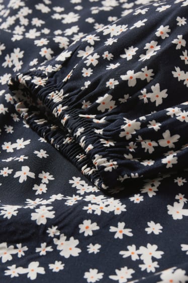 Women - Blouse - floral - dark blue