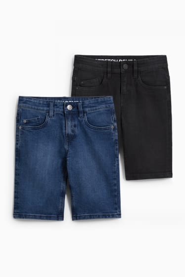 Kinderen - Set van 2 - korte spijkerbroek - jeansblauw