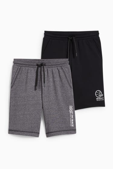 Niños - Pack de 2 - shorts deportivos - gris jaspeado