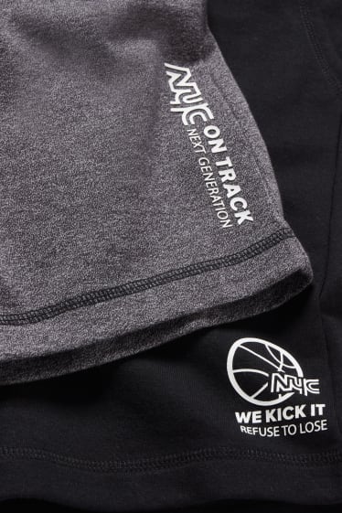Kinder Jungen - Multipack 2er - Sweatshorts - grau-melange