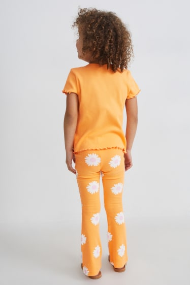 Bambini - Set - t-shirt e leggings svasati - 2 pezzi - arancione