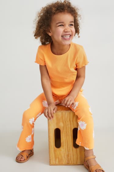 Bambini - Set - t-shirt e leggings svasati - 2 pezzi - arancione