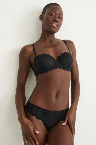 Femmes - Soutien-gorge avec armatures - BALCONETTE - ampliforme - LYCRA® - noir