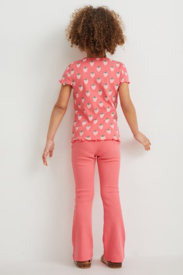 Niños - Set - camiseta de manga corta y leggings acampanados - 2 piezas - fucsia