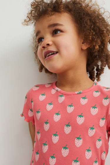Bambine - Set - maglia a maniche corte e leggings svasati - 2 pezzi - fucsia