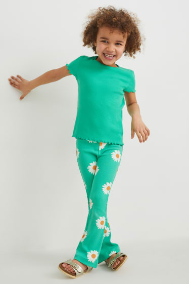 Children - Set - short sleeve T-shirt and flared leggings - 2 piece - green