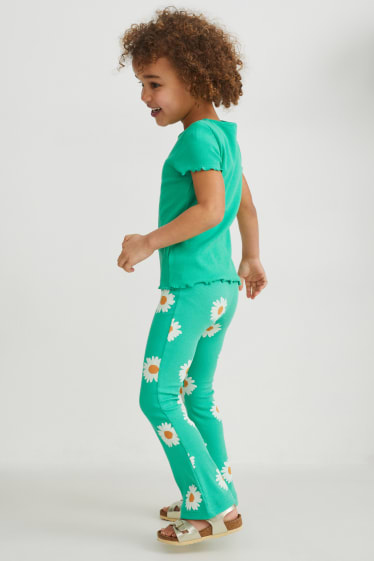 Bambine - Set - t-shirt e leggings svasati - 2 pezzi - verde