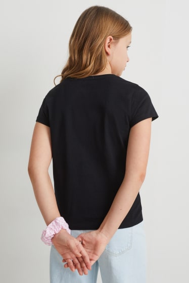 Dzieci - Zestaw - koszulka z krótkim rękawem i gumka do włosów owijka - czarny