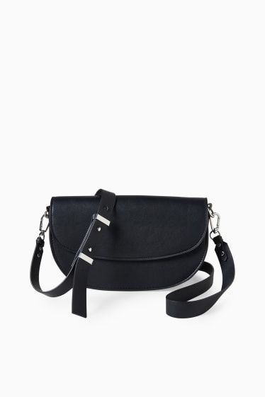 Women - Shoulder bag with detachable bag strap - faux leather  - black