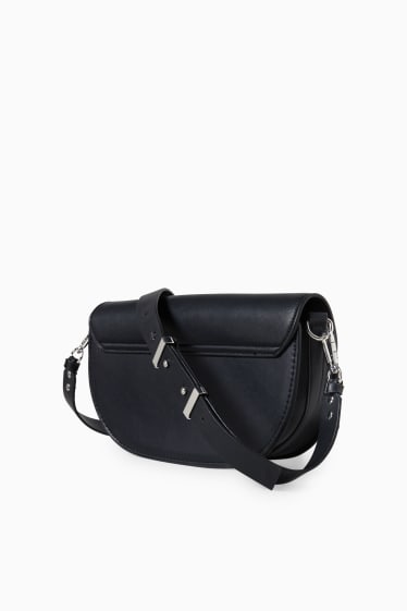 Women - Shoulder bag with detachable bag strap - faux leather  - black