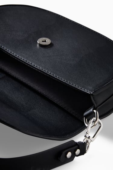 Women - Shoulder bag with detachable bag strap - faux leather  - black